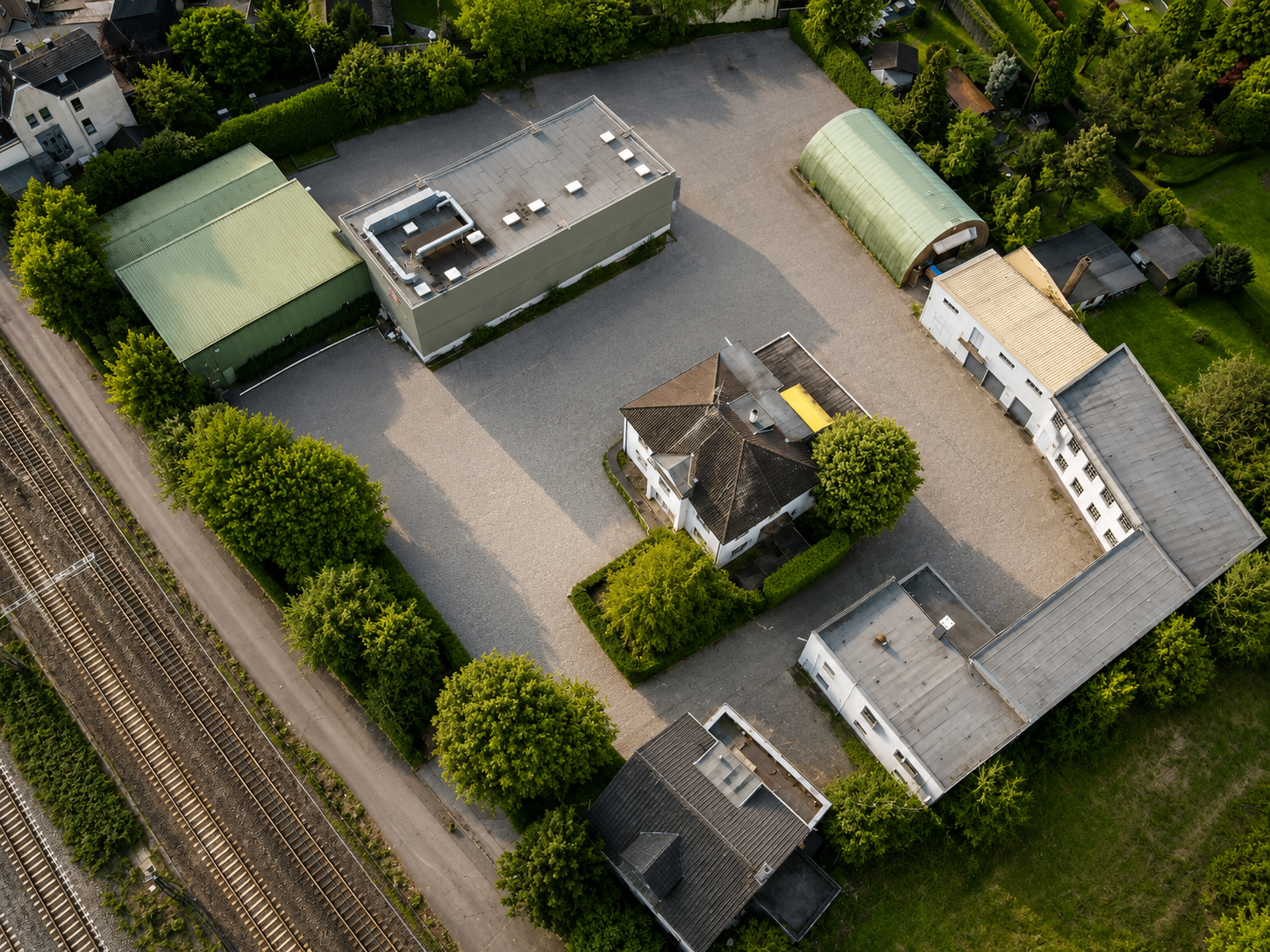 Gewerbeensemble Hohe Straße in Mülheim aus der Luft